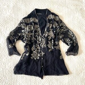 Black Floral Sheer Blouse